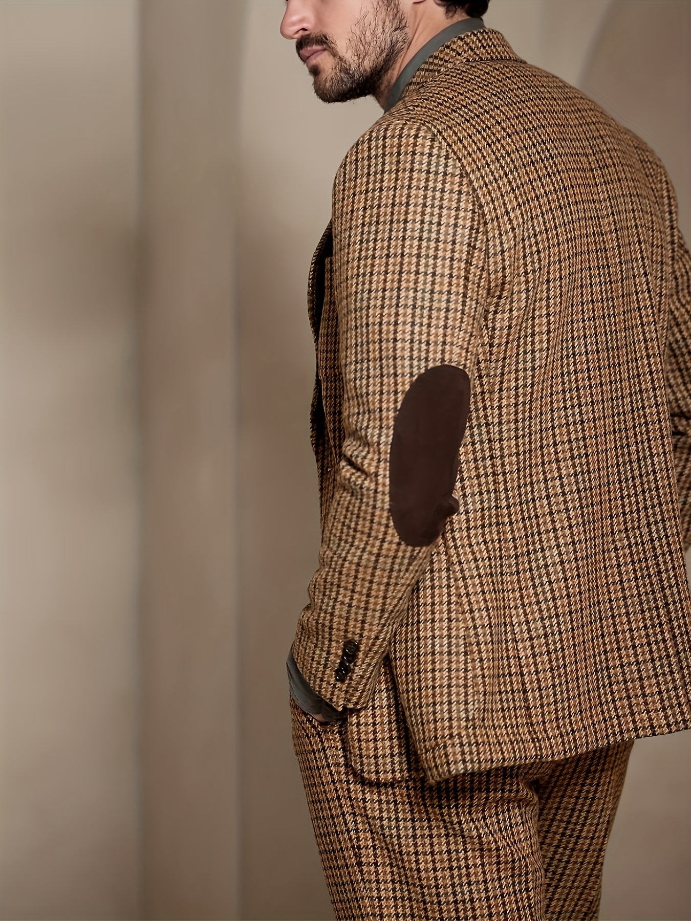 Men'S 3pcs Houndstooth Suit | Slim Fit Retro Wedding Tuxedo | Winter Jacket + V-Neck Vest + Trousers | Formal Business & Party Wear | Suitable for Weddings, Cocktail, Outdoors, Formal Suits for Men, Wedding Suit for Men Plus Size