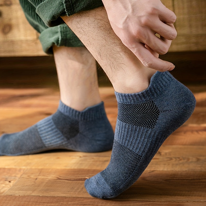 10 Pairs Breathable Socks 10 Pairs Men's Lightweight Breathable Mesh Ankle Socks | Sweat-Absorbing, Low-Cut Invisible Socks for Casual & Athletic Wear | Assorted Colors, Polyester Socks, Ribbed Ankle Socks